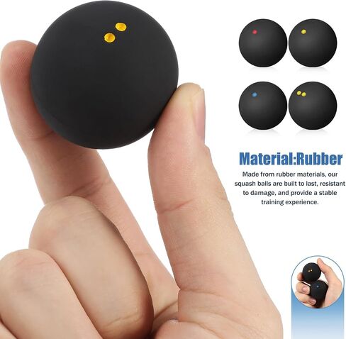 Gadpiparty 4 Pcs Squash Ball, Squash Balls Double Yellow Dot, for Indoor Racket Sports Training and Practice Single and Small Sports in Kuwait