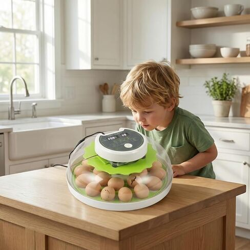 18 Eggs Professional Egg Incubator - Automatic Turning, Precise Temperature & Humidity Control, Egg Candling, 360 - Degree View, Ideal for Farms and Laboratories in Kuwait