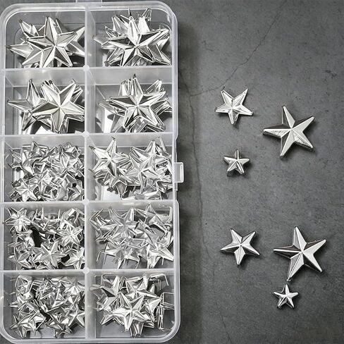 100PCS Star Claw Rivets, 10/15/20mm 5-Pointed Star Studs, Gold Metal Star Spikes for Clothing Bags Shoes Hats, Punk DIY Craft Accessories in Kuwait