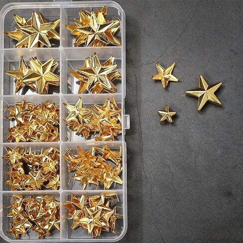 100PCS Star Claw Rivets, 10/15/20mm 5-Pointed Star Studs, Gold Metal Star Spikes for Clothing Bags Shoes Hats, Punk DIY Craft Accessories in Kuwait