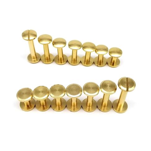 10pcs Solid Brass Copper Screw Nail Post Binding Rivet Round Head Stud for Leather Craft Wallet Bag Belt Strap Screw Metal Screws (Color : Flat Head, Size : 18mm) in Kuwait
