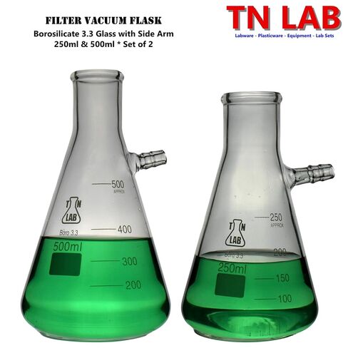 TN Lab قارورة تصفية البورسليكات الزجاج Buchner قوارير مفرغة 250 مل و 500 مل مجموعة من 2 in Kuwait