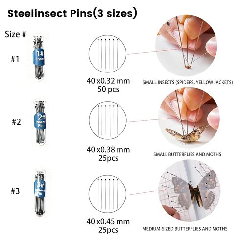 Insect Pinning Kits - Includes 2 Wooden Insect Display Cases, 5 EVA Foam Spreading Boards, Coordinate Paper, Wings Pressing Paper, Insect Pins - Complete Bug Pinning Kit for Beginners in Kuwait