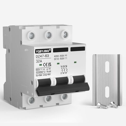 DC Circuit Breaker 20 Amp Solar Panel Disconnect Switch 12V-500V 2 Poles Miniature Solar Circuit Breaker for Outdoor PV Homes Battery, AC 110V DIN Rail MCB in Kuwait