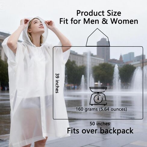 OHOO 4 Pack Raincoats Unisex EVA Portable Reusable Rain Coat for Survive, Cycling, Hiking, Camping, Concert in Kuwait
