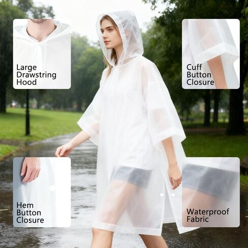 OHOO 4 Pack Raincoats Unisex EVA Portable Reusable Rain Coat for Survive, Cycling, Hiking, Camping, Concert in Kuwait