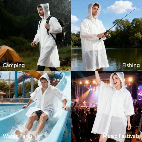 OHOO 4 Pack Raincoats Unisex EVA Portable Reusable Rain Coat for Survive, Cycling, Hiking, Camping, Concert in Kuwait