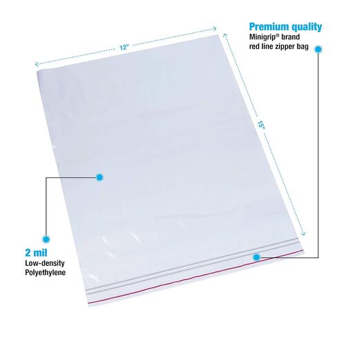 MGRL2P1215 بولي إيثيلين (مزيج LDPE/LLDPE) حقيبة شفافة قابلة لإعادة الإغلاق، طول 38.1 سم، عرض 30.48 سم (عبوة من 1000 قطعة) in Kuwait