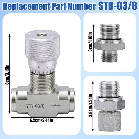STB-G3/8 3/8" L08 Hydraulic Flow Control Valve, Bidirectional Restrictor Valve Direct Replacement Part for 1-2 Ton Mini Excavator in Kuwait