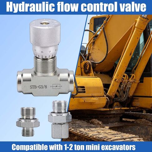 STB-G3/8 3/8" L08 Hydraulic Flow Control Valve, Bidirectional Restrictor Valve Direct Replacement Part for 1-2 Ton Mini Excavator in Kuwait