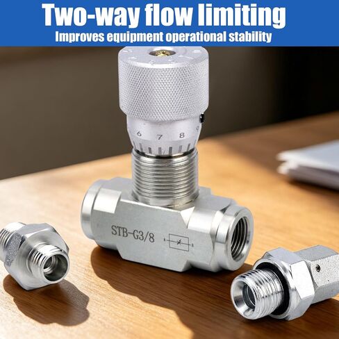 STB-G3/8 3/8" L08 Hydraulic Flow Control Valve, Bidirectional Restrictor Valve Direct Replacement Part for 1-2 Ton Mini Excavator in Kuwait