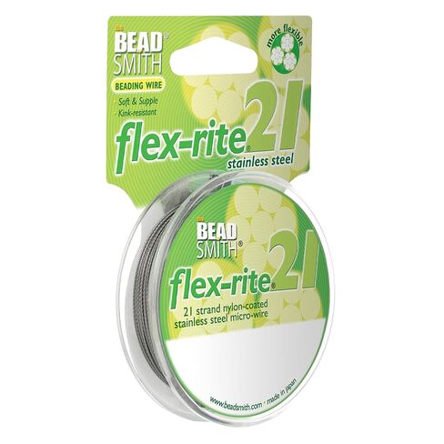 The Beadsmith Flex-Rite 21 Strand Nylon المطلي ، سلك الديكور المصنوع من الفولاذ المقاوم للصدأ ، وإمداد المجوهرات (.02 DIA ، Clear-30 ft) in Kuwait
