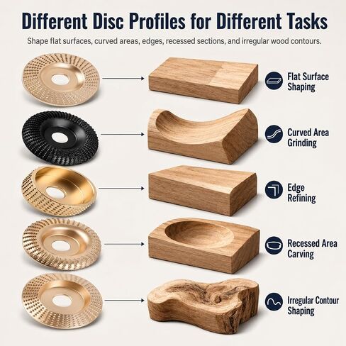 15PCS Wood Carving Disc Set for 4" & 4.5" Angle Grinders, Carbon Steel Wood Grinding Wheels with 5 Rotary Burr Grinding Heads, 7/8" Arbor, 5/8" Reducing Bushings and Protective in Kuwait