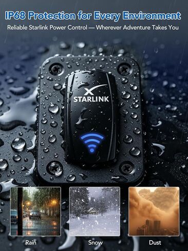 Starlink Rocker Switch, Aluminum Mounting Panel Included, Compatible with Starlink MINI & Gen 1/2/3, IP68 Waterproof 5-Pin SPST On/Off Toggle Switch, 20A 12V/24V with Jumper Wires for RV, Marine(Blue) in Kuwait