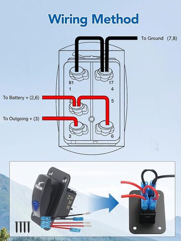 Starlink Rocker Switch, Aluminum Mounting Panel Included, Compatible with Starlink MINI & Gen 1/2/3, IP68 Waterproof 5-Pin SPST On/Off Toggle Switch, 20A 12V/24V with Jumper Wires for RV, Marine(Blue) in Kuwait