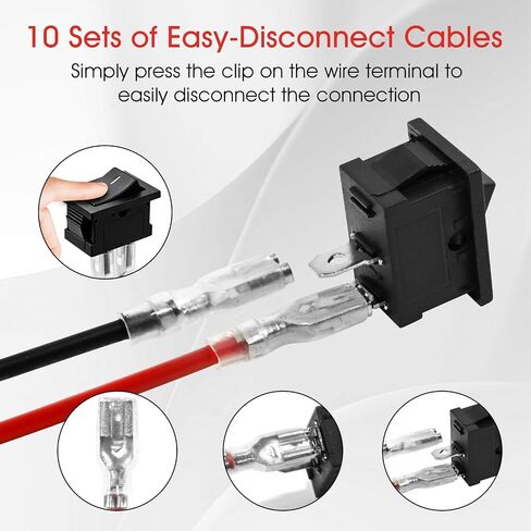 مفتاح هزاز صغير، 2 دبوس SPST، سلكي مسبقًا، 12 فولت 20 أمبير، 10 عبوات | T85، 12V 20A / AC 125V 10A، أسلاك التوصيل المصنوعة مسبقًا - التوصيل والتشغيل، أداة إضافية صغيرة، للسيارة، القارب، عربة سكن متنقلة، DIY in Kuwait