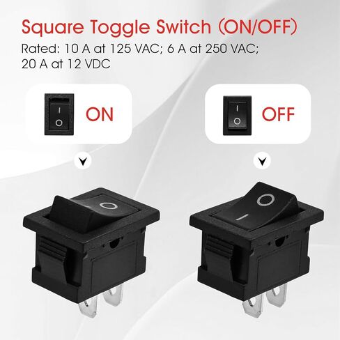 مفتاح هزاز صغير، 2 دبوس SPST، سلكي مسبقًا، 12 فولت 20 أمبير، 10 عبوات | T85، 12V 20A / AC 125V 10A، أسلاك التوصيل المصنوعة مسبقًا - التوصيل والتشغيل، أداة إضافية صغيرة، للسيارة، القارب، عربة سكن متنقلة، DIY in Kuwait