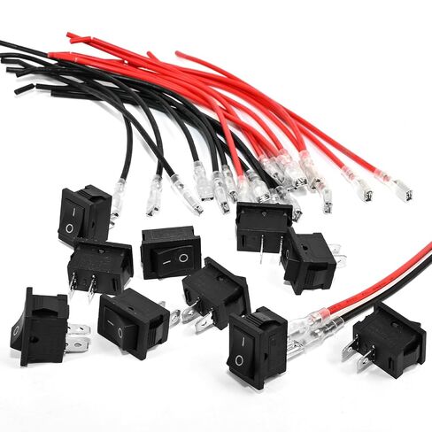 مفتاح هزاز صغير، 2 دبوس SPST، سلكي مسبقًا، 12 فولت 20 أمبير، 10 عبوات | T85، 12V 20A / AC 125V 10A، أسلاك التوصيل المصنوعة مسبقًا - التوصيل والتشغيل، أداة إضافية صغيرة، للسيارة، القارب، عربة سكن متنقلة، DIY in Kuwait