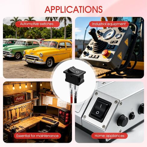 مفتاح هزاز صغير، 2 دبوس SPST، سلكي مسبقًا، 12 فولت 20 أمبير، 10 عبوات | T85، 12V 20A / AC 125V 10A، أسلاك التوصيل المصنوعة مسبقًا - التوصيل والتشغيل، أداة إضافية صغيرة، للسيارة، القارب، عربة سكن متنقلة، DIY in Kuwait