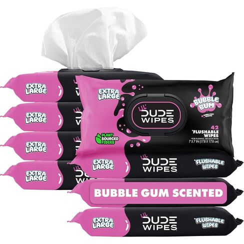 DUDE Wipes LiL' DUDE Flushable Water Wipes for Toddlers - Potty Training Toilet Safe (unlike nonflushable baby wipes) - 99% Water, Hypoallergenic for Sensitive Skin - Unscented, 4 Pack (168 Count) in Saudi Arabia