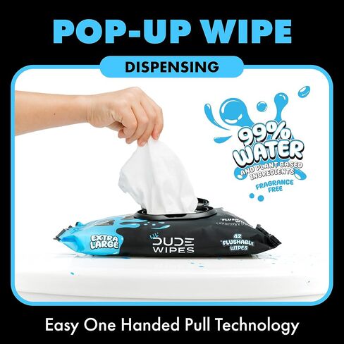 DUDE Wipes LiL' DUDE Flushable Water Wipes for Toddlers - Potty Training Toilet Safe (unlike nonflushable baby wipes) - 99% Water, Hypoallergenic for Sensitive Skin - Unscented, 4 Pack (168 Count) in Saudi Arabia