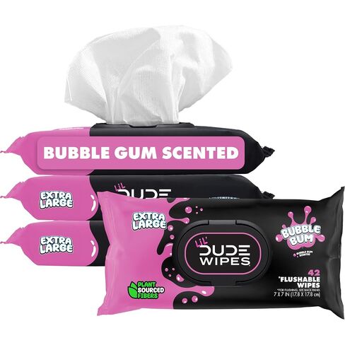 DUDE Wipes LiL' DUDE Flushable Water Wipes for Toddlers - Potty Training Toilet Safe (unlike nonflushable baby wipes) - 99% Water, Hypoallergenic for Sensitive Skin - Unscented, 4 Pack (168 Count) in Saudi Arabia