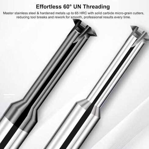 5Pcs Single Form Solid Carbide 60° UN Thread Mill Cutters, with Coating, for CNC Machining Stainless Steel (UNF 1/4"-28) in Kuwait