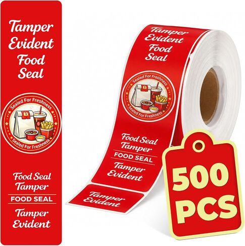 500-Pack Tamper Proof Stickers, 1.5in x 6in Strong Adhesive Food Delivery Evident Stickers Sealed for Tamper Detection, Easily Use Labels Tapes for Boxes, Cups, Coffee, Envelopes, Documents in Kuwait