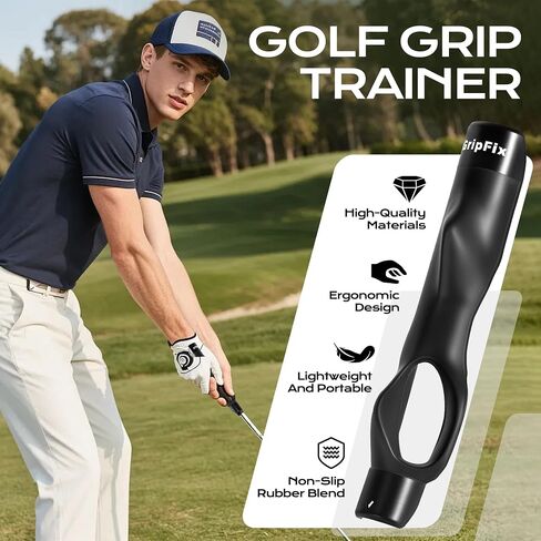 Golf Grip Trainer - Portable Swing Training Aid for Correct Hand Positioning & Muscle Memory - Non-Slip ABS & TPR Tool Fits Most Golf Clubs - Perfect Golf Gift for Men, Women & Beginners in Kuwait