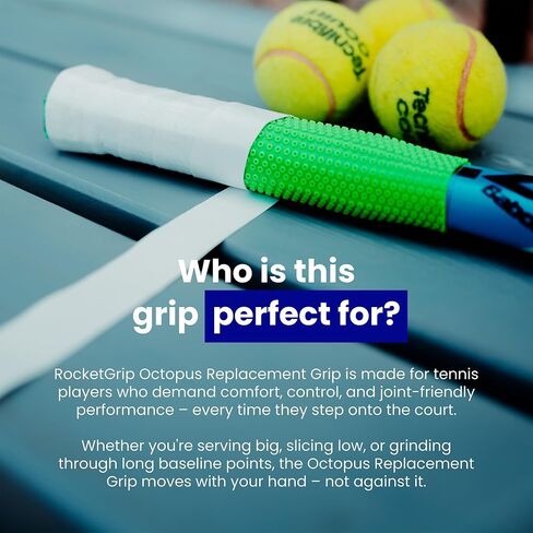 ROCKETGRIP Octopus Tennis Racket Grip with Applicator (2-Pack) – Soft Silicone Tennis Grip – Cushioned, Sweat-Resistant Tennis Equipment – Vibration Dampening Tennis Accessories (Red) in Kuwait
