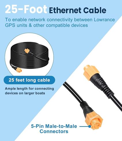 25' Ethernet Cable Compatible with Lowrance Fishfinder/Chartplotter Networks, Replace ‎000-0127-30 in Kuwait
