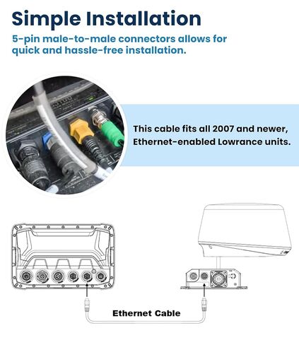 25' Ethernet Cable Compatible with Lowrance Fishfinder/Chartplotter Networks, Replace ‎000-0127-30 in Kuwait
