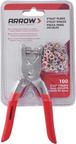 Arrow GEPK532 Eyelet Tool Kit, Hole Punch Pliers for Fabric, Leather, Canvas, Includes 100 Eyelets, 5/32-Inch, Gold,silver in Kuwait