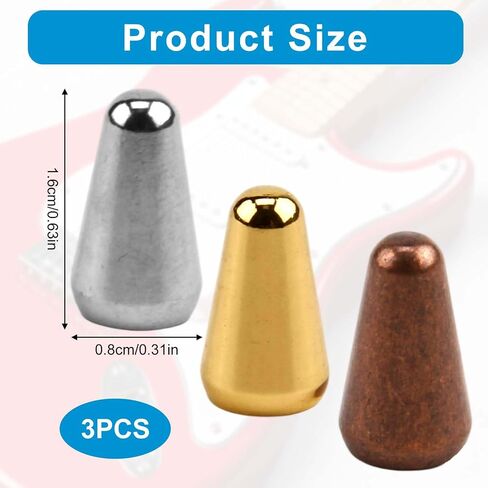 3-Pack Colorful Electric Guitar Knobs Caps for Fender Strat/Telecaster, Chrome 5-Way Switch Tip Set for Fender Strat/Telecaster, Durable Metal Replacement Parts with Polished Finish in Kuwait