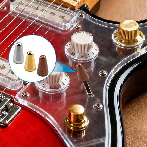 3-Pack Colorful Electric Guitar Knobs Caps for Fender Strat/Telecaster, Chrome 5-Way Switch Tip Set for Fender Strat/Telecaster, Durable Metal Replacement Parts with Polished Finish in Kuwait