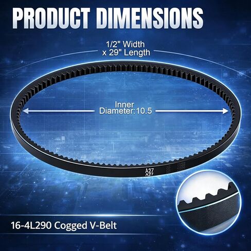 16-4L290 Cogged V Belt 1/2"x29" for LiftMaster 16-2001,A27 Classic Belt | High precise 1/2"×29" cogged V-belt for LiftMaster,Replace16-4L290,4L290,A27.Wear-resistant,anti-stretch,stable transmission in Kuwait