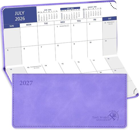 POPRUN Pocket Monthly Calendar 2025-2026, Slim Size 3.25" x 6.75", 18-Month Small Monthly Planner with Tear-Off Corners for Purse, PU Leather Softcover - Forest Green in Saudi Arabia