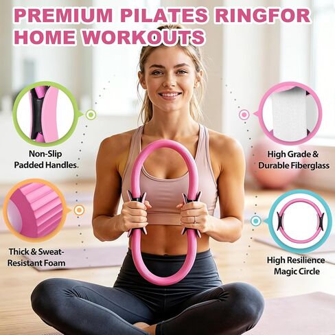 Pilates Kit, Pilates Equipment for Home Workout, Pilates Set for Women with 13'' Pilates Ring and Ball, Hip Thrust Belt, Resistance Bands & Grip Socks Accessories for Starters Home Fitness in Kuwait
