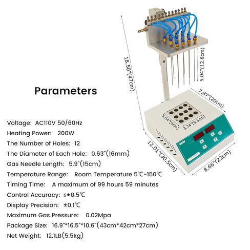 Sample Concentrator 12 Holes Dry-Type Nitrogen Termovap Sample Concentrator Dry Nitrogen Blowing Machine AC110V in Kuwait