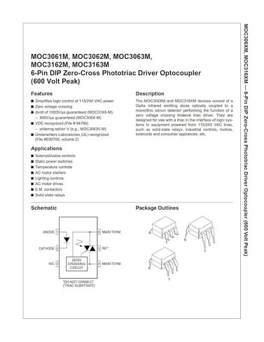 Chanzon 10 قطعة MOC3062 Optocoupler DIP تركيب DIP-6 Optocouple متوافق مع المعزل البصري MOC3062M in Kuwait