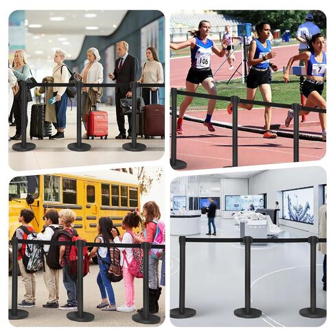 12 Pack Crowd Control Stanchion Set with 9.8ft Retractable Belt, Safety Barrier Post & 2 Pcs Sign Holder - Black Heavy Duty Crowd Control Barriers for Events, Weddings, Theaters, Exhibitions in Kuwait
