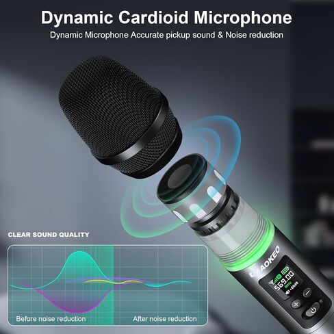 Aokeo Wireless Microphone, AK-22P Metal Wireless Mic Set with Case, Handheld Cordless Dynamic Microphones for Singing, Karaoke, Church, DJ, 130ft Range in Kuwait