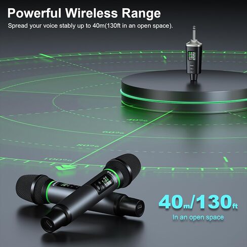 Aokeo Wireless Microphone, AK-22P Metal Wireless Mic Set with Case, Handheld Cordless Dynamic Microphones for Singing, Karaoke, Church, DJ, 130ft Range in Kuwait