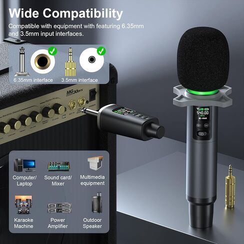 Aokeo Wireless Microphone, AK-22P Metal Wireless Mic Set with Case, Handheld Cordless Dynamic Microphones for Singing, Karaoke, Church, DJ, 130ft Range in Kuwait