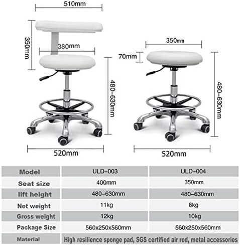 Rotating Height-Adjustable Dental Chair, PU Leather Saddle Design Ergonomic Armrests for Clinic Salon (C2) in Kuwait