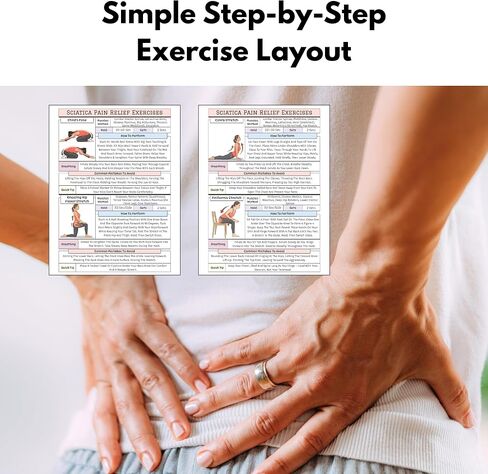 Sciatica Pain Relief Exercise Chart, Lower Back & Nerve Stretching Poster for Home Physical Therapy, Hip, Glute & Leg Mobility, for Seniors & Adults in Kuwait