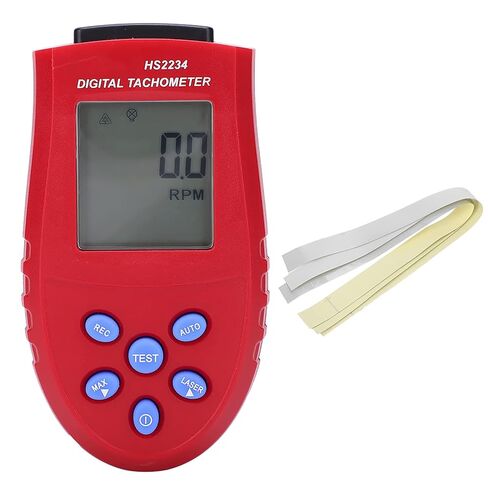 Generic HS2234 مقياس سرعة الدوران الرقمي RPM سرعة متر مع نطاق قياس واسع 2.5-99999 دورة في الدقيقة شاشة LCD الخلفية لقياس سرعة عدم الاتصال (أحمر) in Kuwait