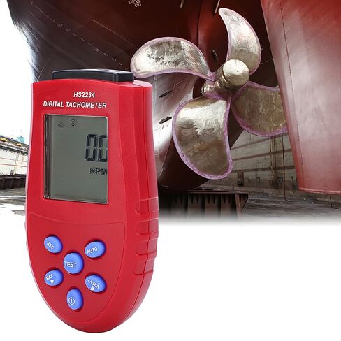 Generic HS2234 مقياس سرعة الدوران الرقمي RPM سرعة متر مع نطاق قياس واسع 2.5-99999 دورة في الدقيقة شاشة LCD الخلفية لقياس سرعة عدم الاتصال (أحمر) in Kuwait