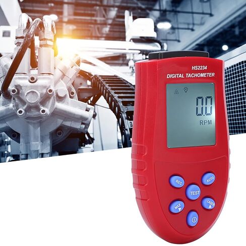 Generic HS2234 مقياس سرعة الدوران الرقمي RPM سرعة متر مع نطاق قياس واسع 2.5-99999 دورة في الدقيقة شاشة LCD الخلفية لقياس سرعة عدم الاتصال (أحمر) in Kuwait