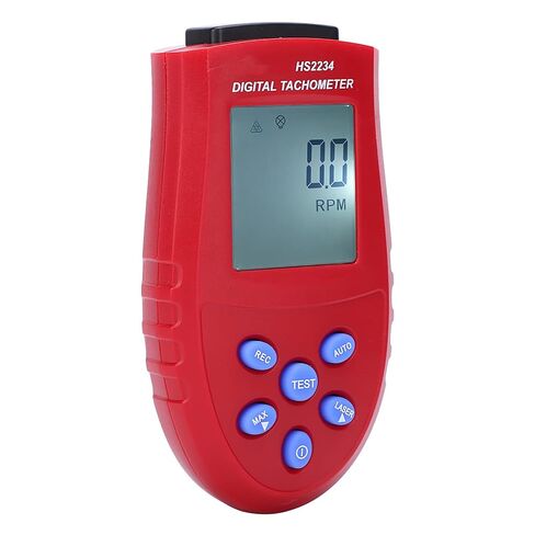 Generic HS2234 مقياس سرعة الدوران الرقمي RPM سرعة متر مع نطاق قياس واسع 2.5-99999 دورة في الدقيقة شاشة LCD الخلفية لقياس سرعة عدم الاتصال (أحمر) in Kuwait